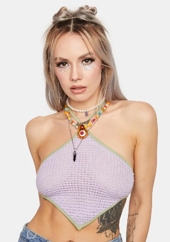 Stylish Savings Lilac Follow The Music Halter Top