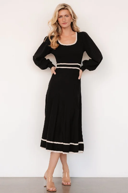 Premium Fabrics Winslet Knit Dress | Black + Cream