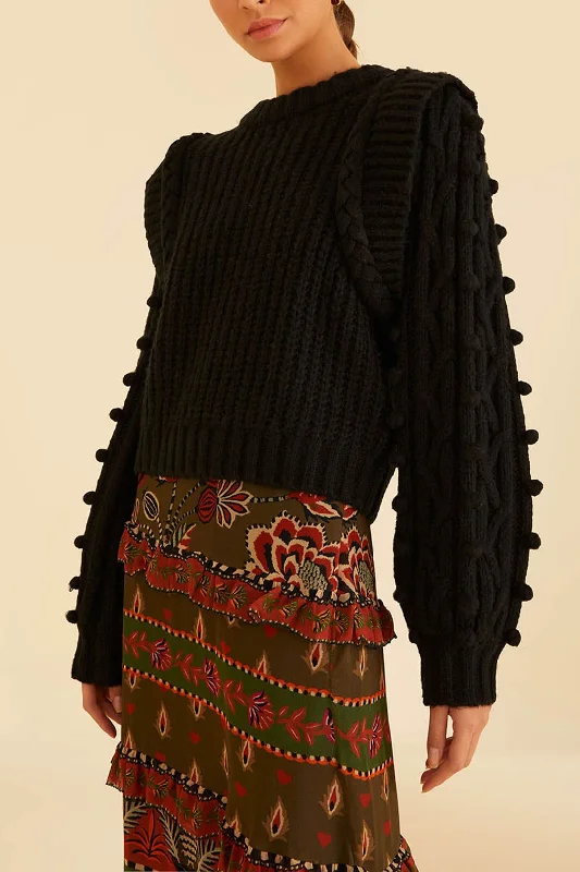 Sophisticated Outfits Black Braided Sweater