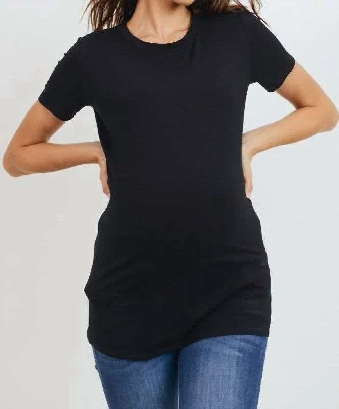 Signature Style Essentials Short Sleeve Maternity Tee In Black