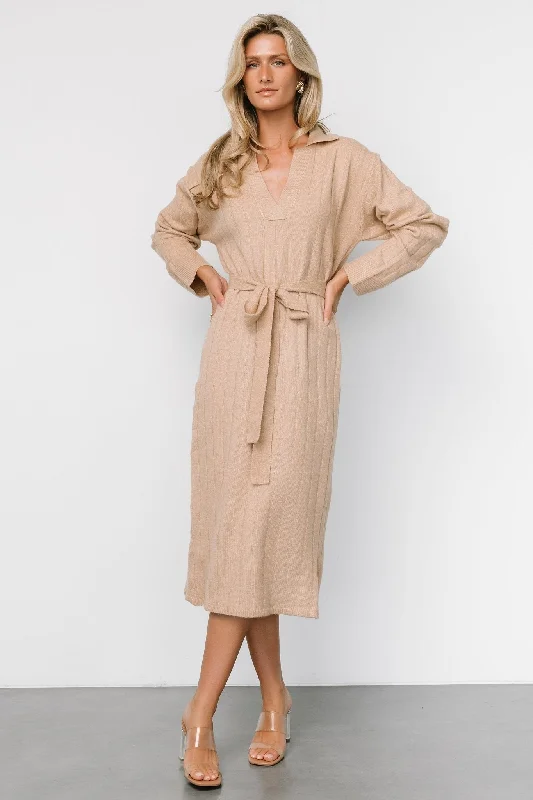 Classic Women's Fashion Barrie Sweater Dress | Light Tan