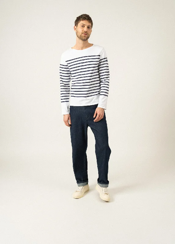 Holiday Attire Sale Naval authentic striped sailor shirt - in combed cotton (NEIGE/MARINE)