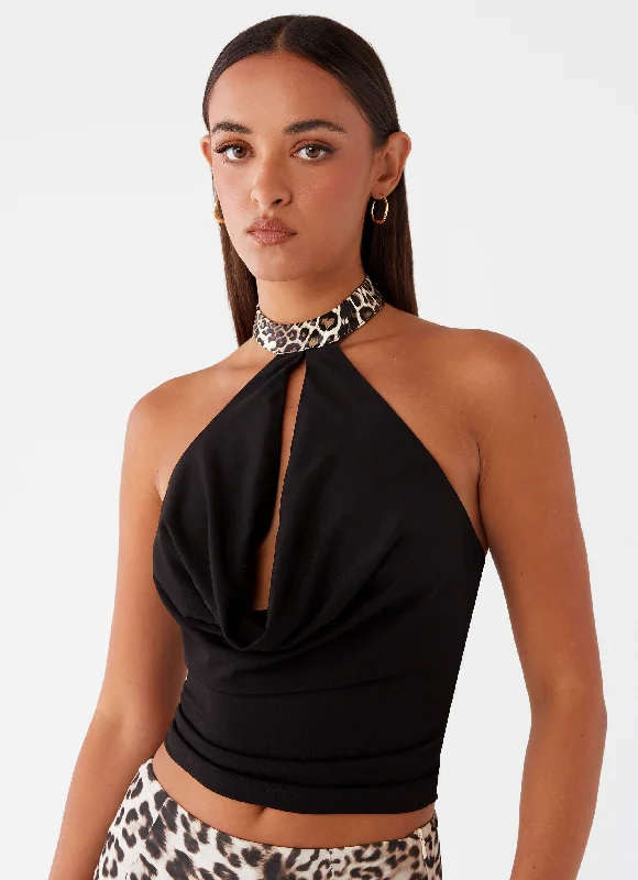 Find Your Unique Flair Cairo Halter Top - Black