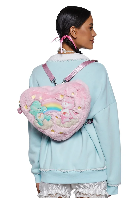 Rustic Countryside Charm Look Lotsa Heart Hoodie Backpack - Pink