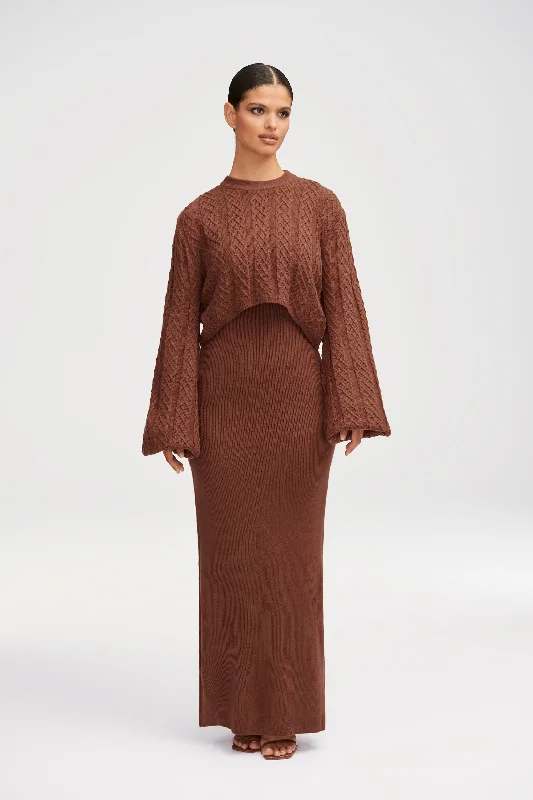 Cool Prices Heather Knit Maxi Dress and Top Set