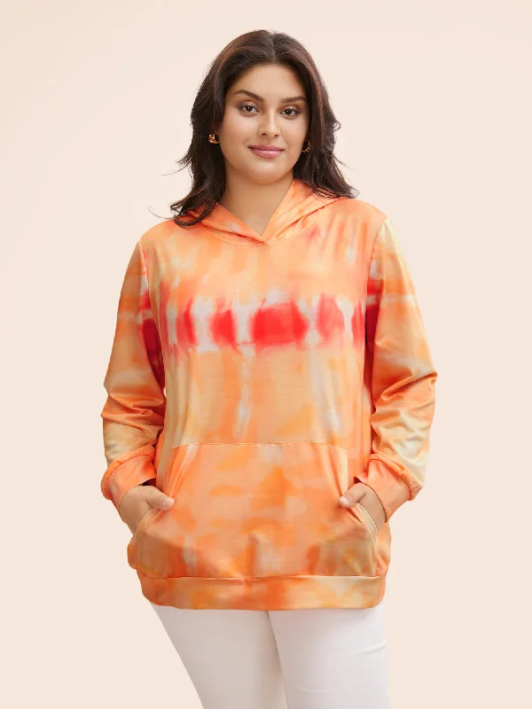 Great Prices On Feminine Styles Tie Dye Hooded Kangaroo Pocket Sweatshirt