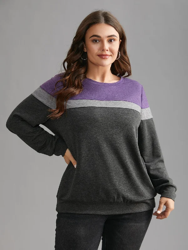 Luxury Comfort Colorblock Contrast Round Neck Sweatshirt