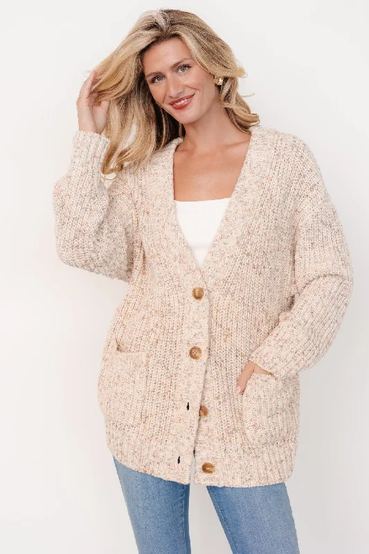 High End Women's Wear Phillis Chunky Knit Cardigan | Oatmeal Multi