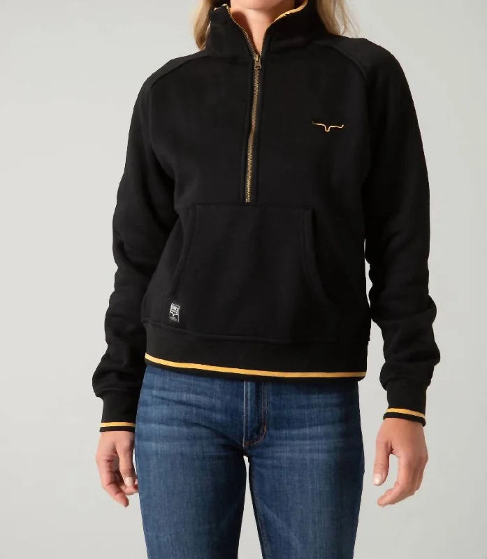 End Of Month Blowout Malta Quater Zip Pullover Sweatshirt In Black