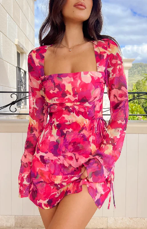 Special Offers Cosybreezee - Lucy Pink Print Long Sleeve Mini Dress