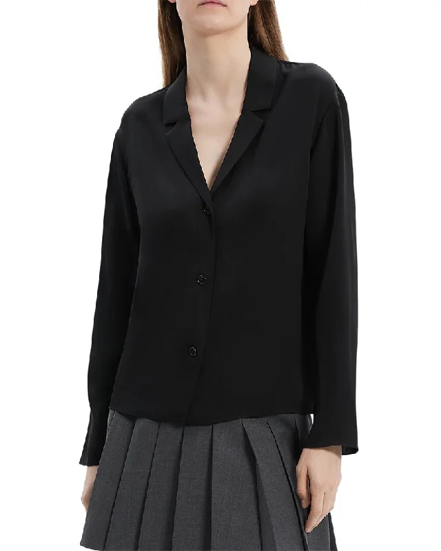 Premium Fashion Theory Lapel Collar Silk Blouse