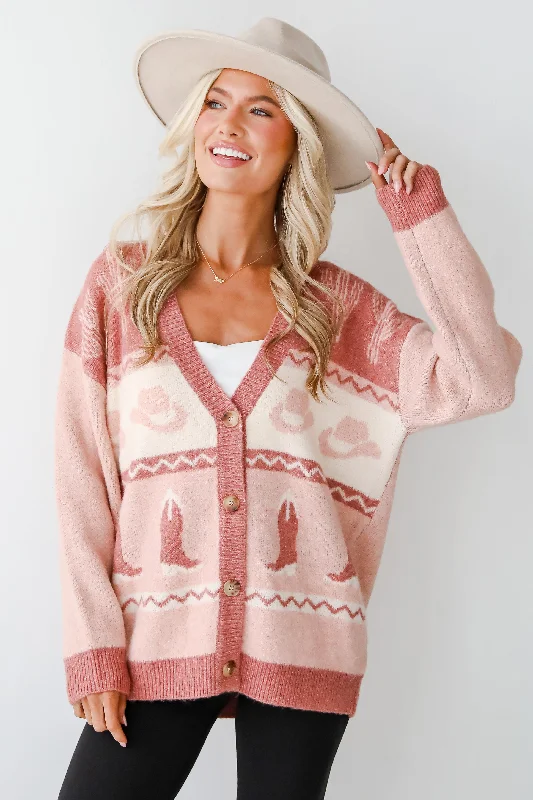 Business Casual Outfits Western Vibes Blush Sweater Cardigan