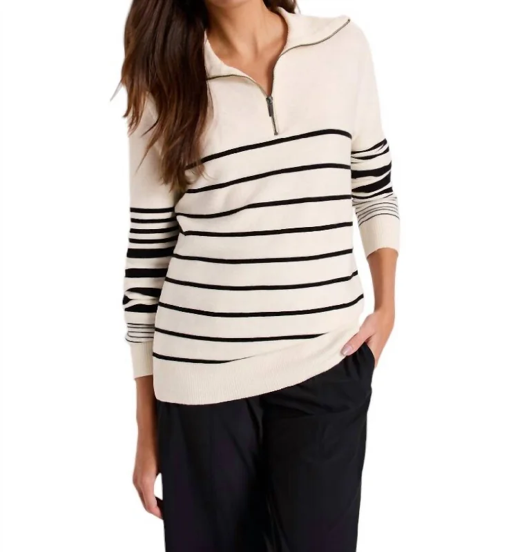 Mid - Week Surprise Easy Stripe Sweater In White Multi