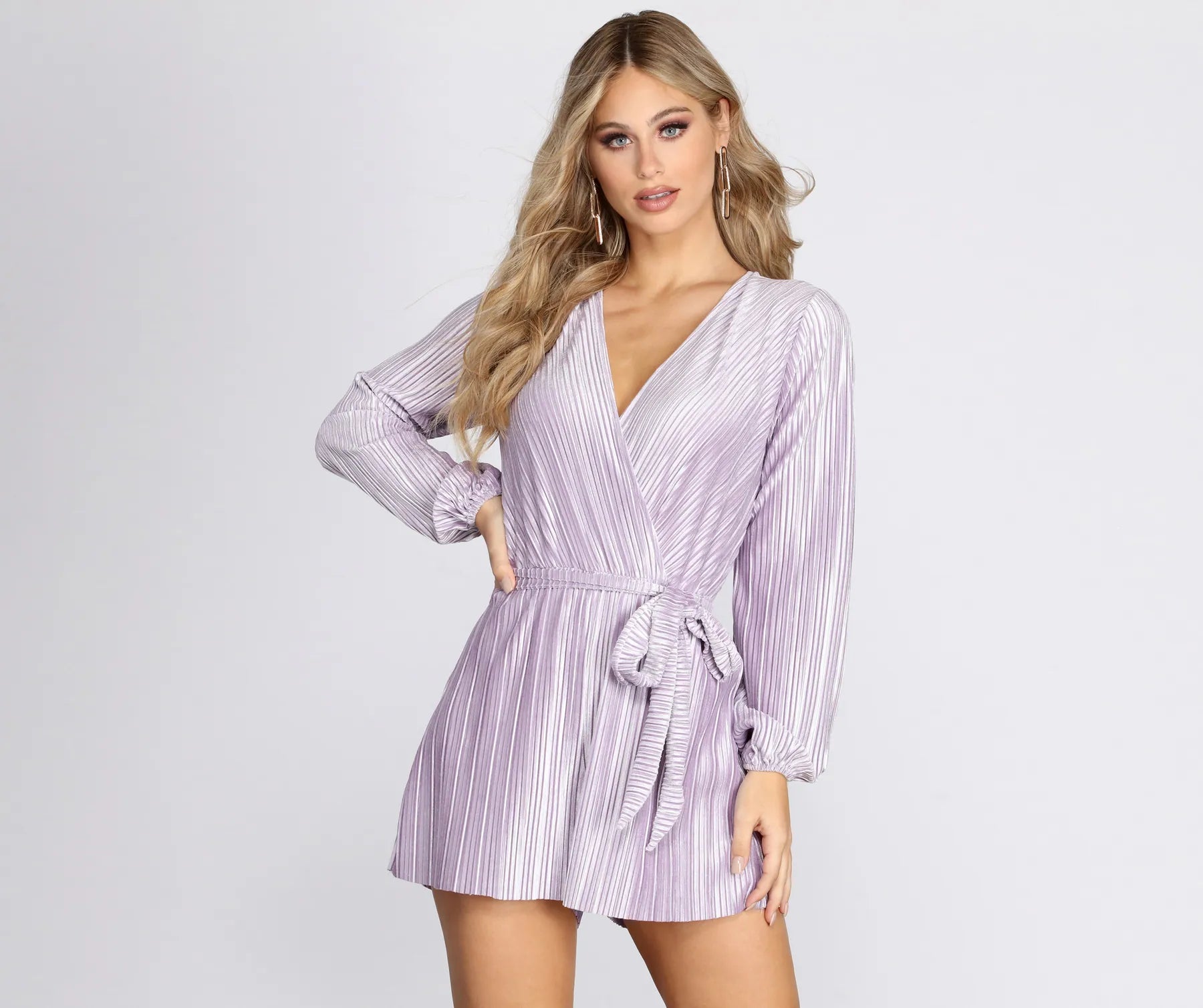 Season Sale Pleated Wrap Waist Romper