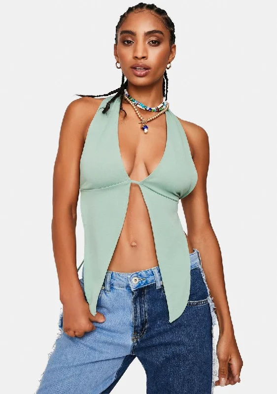 Casual Chic Push Ur Limits Plunge Halter Top