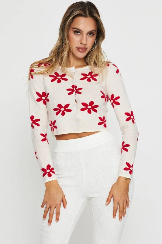 The Latest Trends White Knit Cardigan Long Sleeve Crop