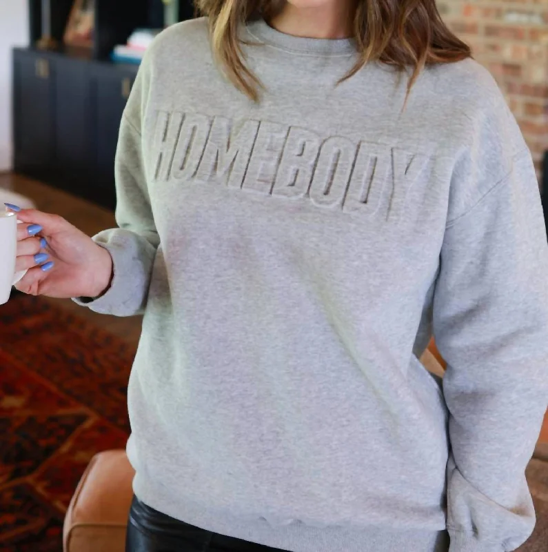 Eclectic Fashion Homebody Embossed Sweatshirt In Grey