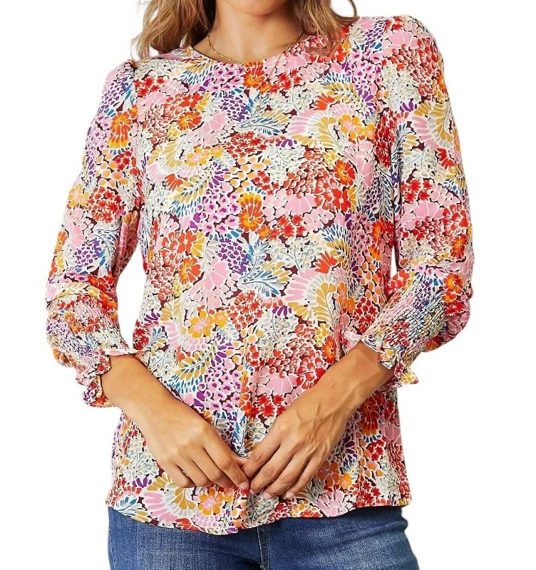 Trend Alert Floral Elegance Puff Sleeve Blouse