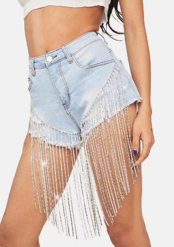 Cool Prices Gimme The Glitz Rhinestone Denim Shorts