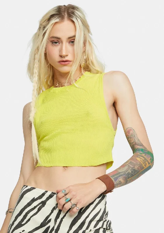 Trendy Fashion For Women Lime Soda Muscle Up Ribbed Crop Tank