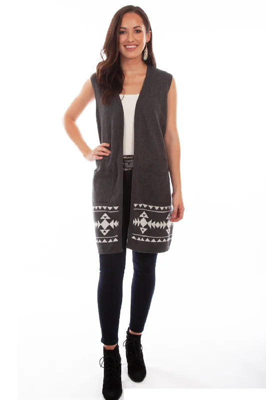 Attire Sale Scully Womens Charcoal 100% Cotton Indian Headdress Cardigan