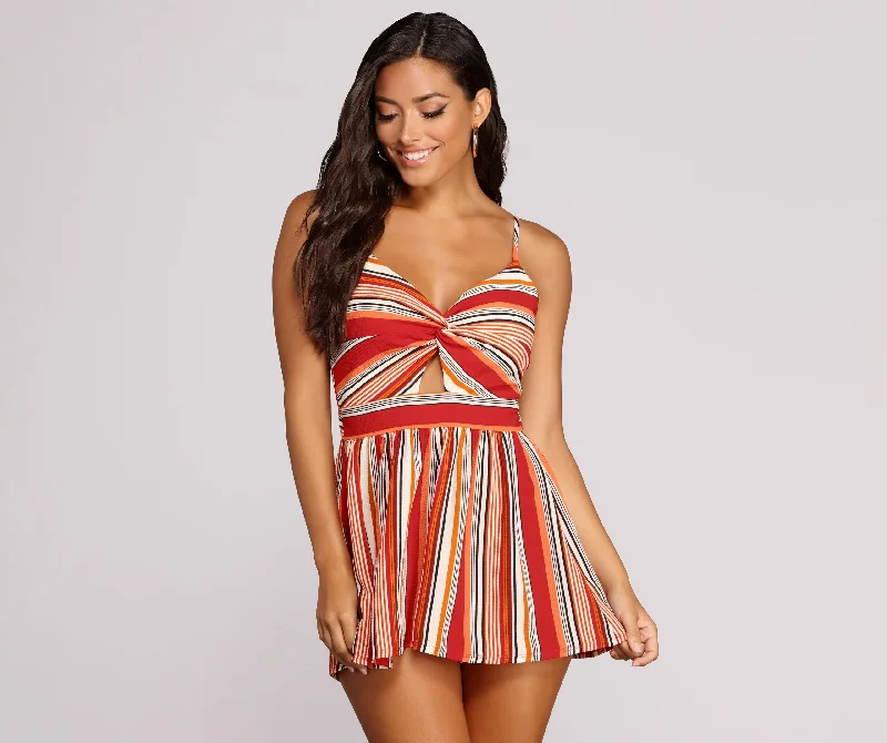 Chic Outfits Short Story Striped Romper