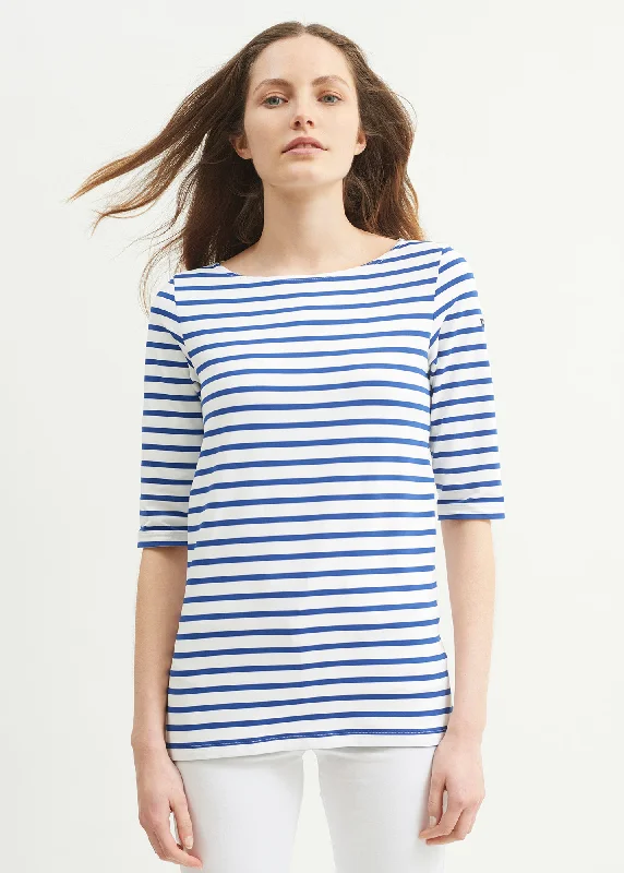 The Latest Trends Phare boat neck striped sailor shirt - anti-UV, in jersey (NEIGE/GITANE)