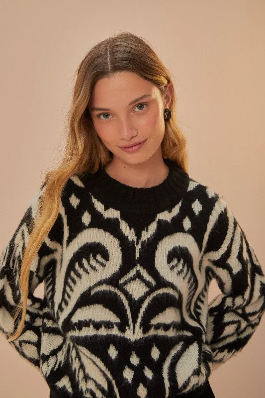 Casual Chic Pineapple Ikat Knit Sweater