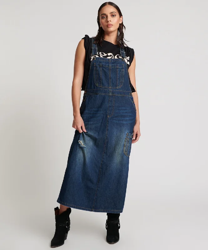 Stylish Spring Fashion Stanton St Long Denim Pini Dress - Royal Blue