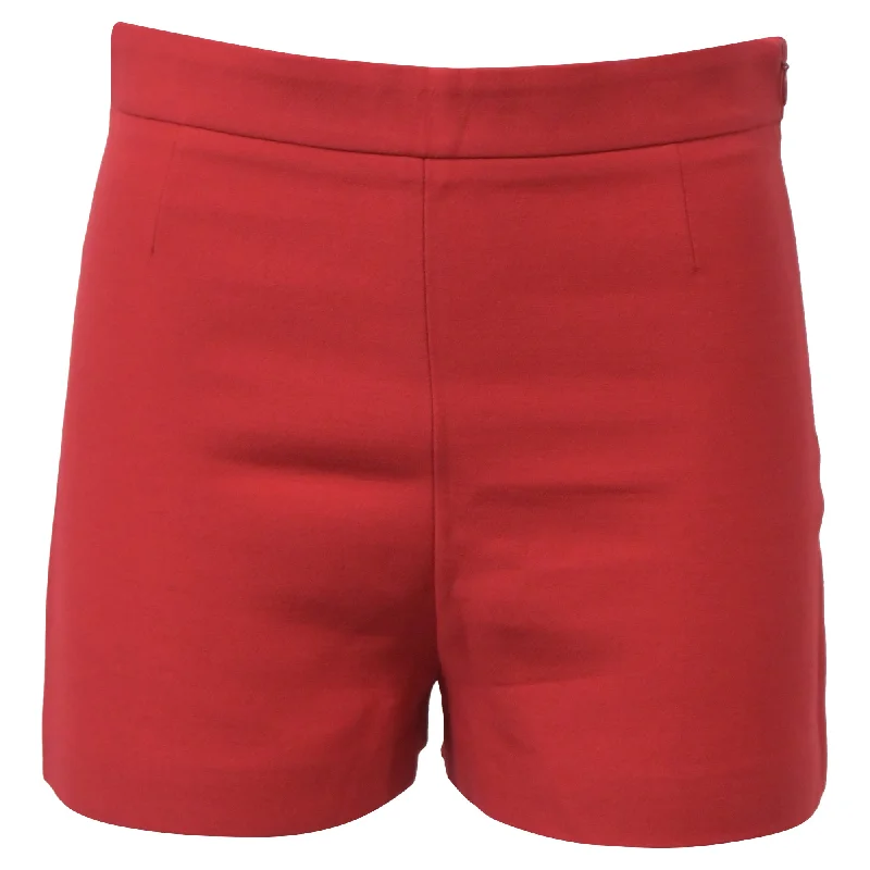 Elegant Style Valentino Garavani High-Waisted Mini Shorts in Red Wool