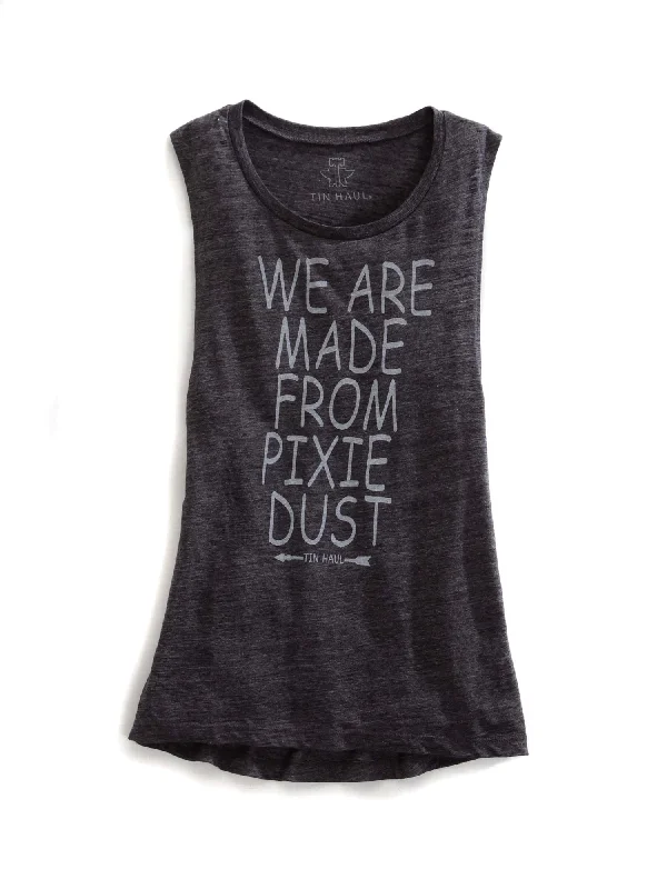 Women's Fashion Hotspots Tin Haul Womens Grey 100% Cotton Pixie Dust Tank Top