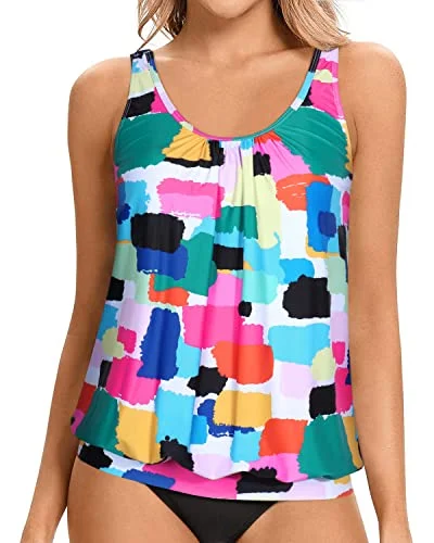 First Order Discount Sporty Athletic Tank Top Women's Tankini Tops Only-Aqua