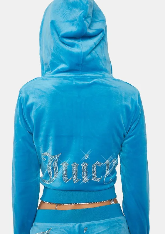 Elevated Style Turquoise OG Bling Hoodie