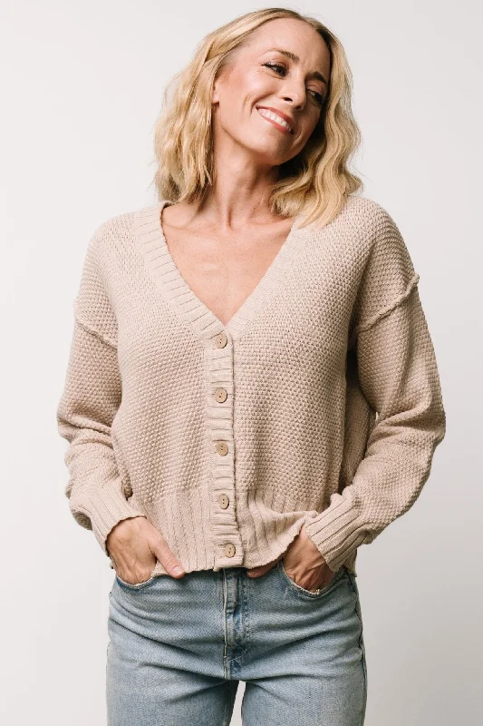 Trendsetter's Closet Milo Waffle Knit Cardigan | Natural