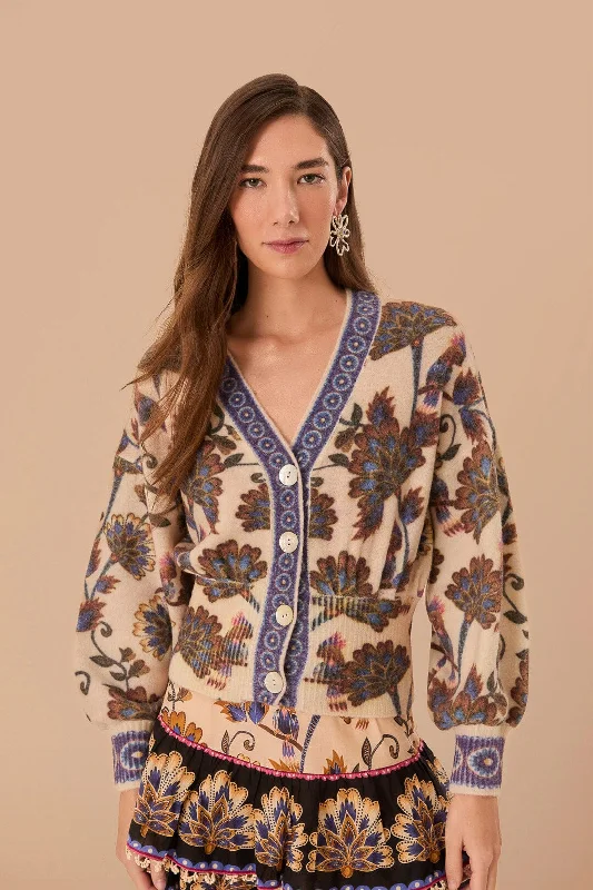 Must-Have Styles Cream Ainika Maxi Floral Knit Cardigan