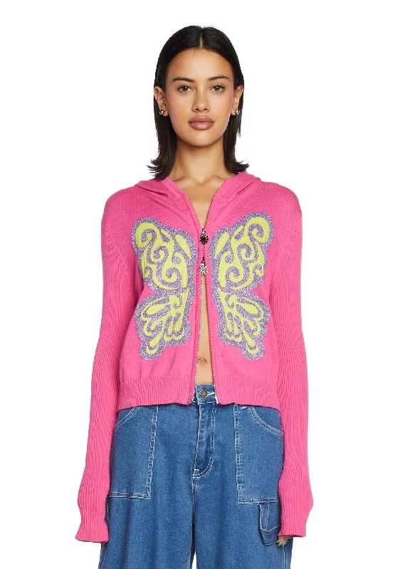 Fashion-Forward Live Colorfully Zip-Up Sweater