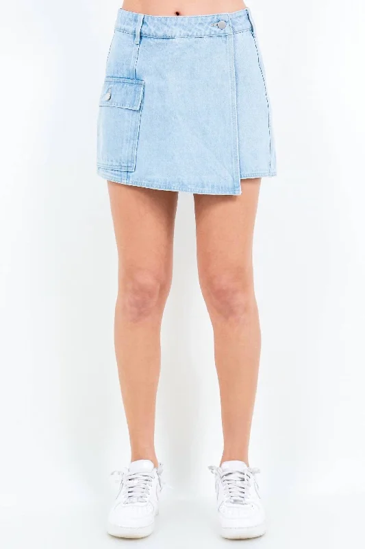 Current Trends Chic Cargo Pocket Mini Skort In Light Blue