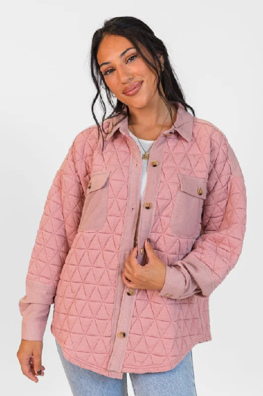 Chic Trend Collection Off Season Blush Quilted Oversized Shacket FINAL SALE