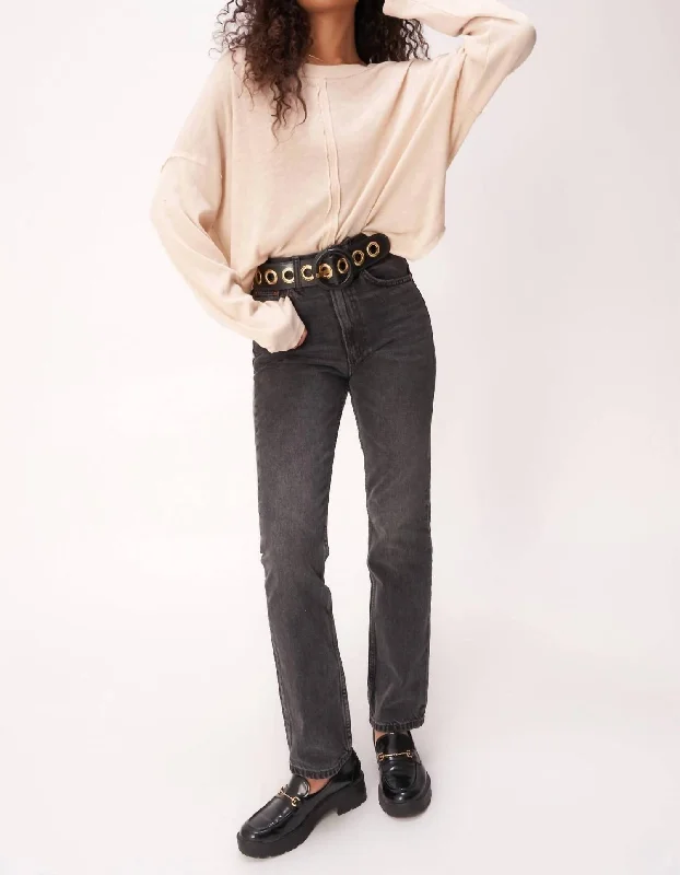 Mid Season Sale Ramina Seamed Textured Longsleeve Top In Ginger Root