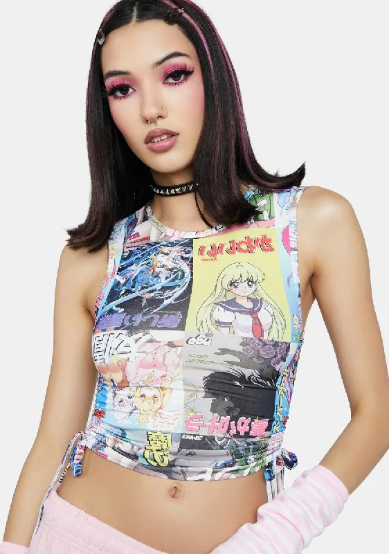 Stylish Basics Anime Ruched Tank Top