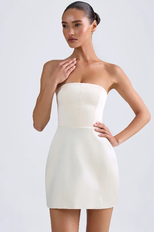 Special Offer Bandeau Structured Tulip Mini Dress in Ivory