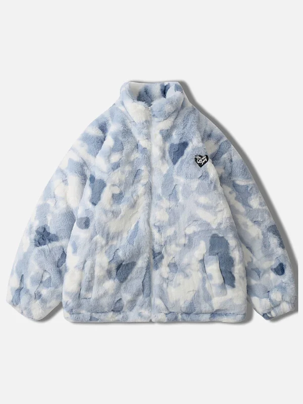 Chic Styles Aelfric Eden Tie-dye Heart Sherpa Coat