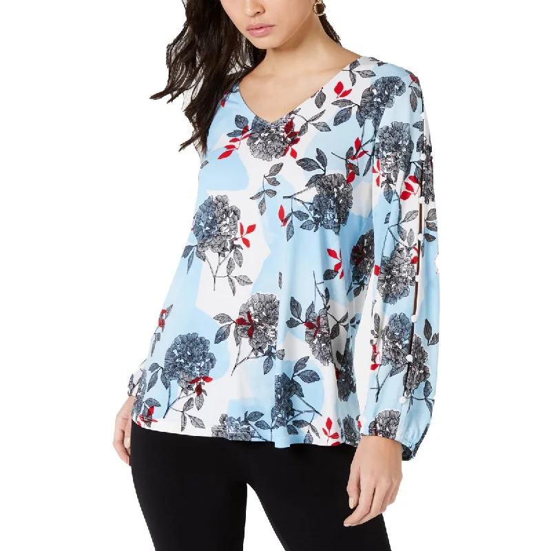 Fashion Forward Outfits Womens Printed V-Neck Blouse