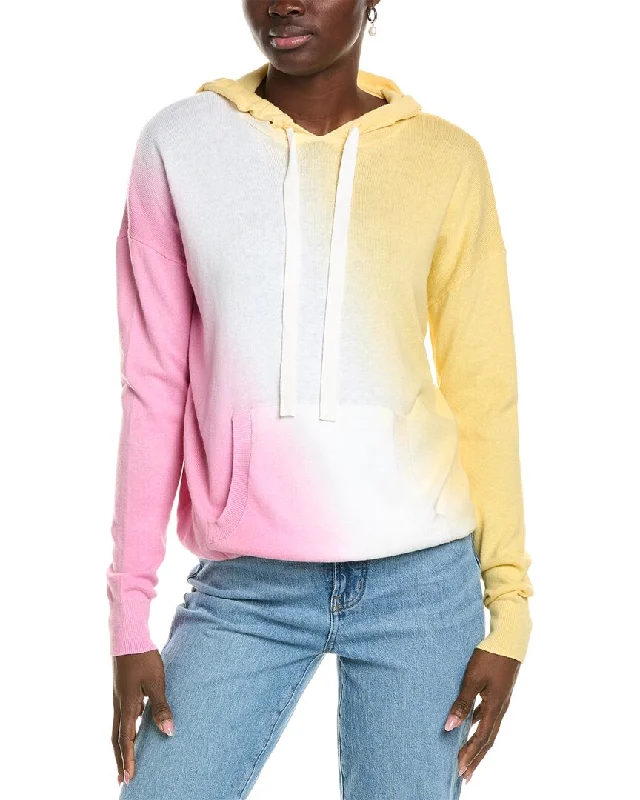 City Fashion 27 Miles Malibu womens  Diagonal Dip-Dye Cashmere-Blend Hoodie, s, Pink