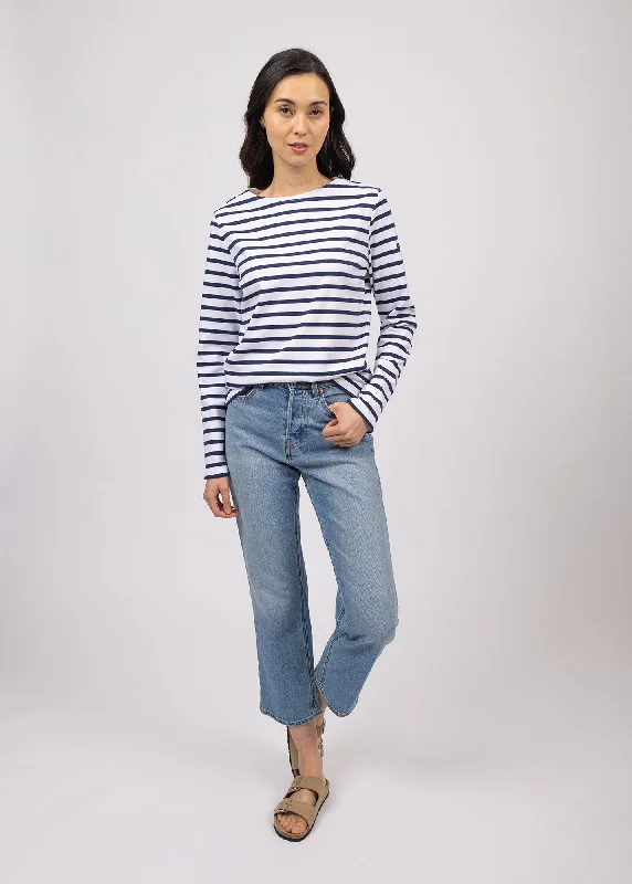 Limited Time Special Offer Minquilock iconic sailor striped shirt - in interlock (NEIGE/MARINE)