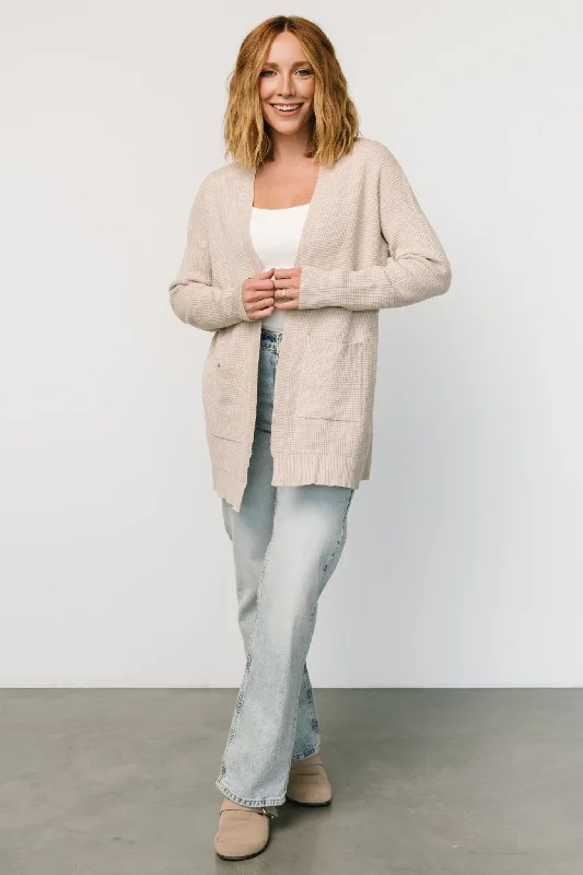 Vibrant Styles Portsmouth Waffle Cardigan | Oatmeal