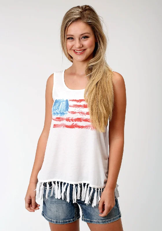 Flash Sales Roper Womens White Cotton Blend Feather Flag Tank Top