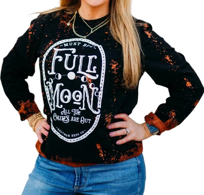 Effortless Sophistication Full Moon Bleached Longsleeve In Black