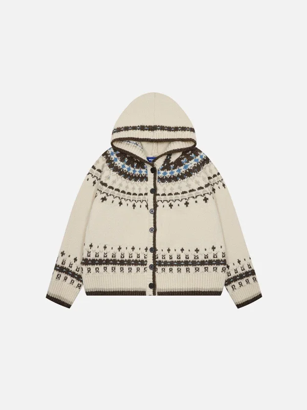 Comfort Centric Apparel Aelfric Eden Fair Isle Graphic Hooded Cardigan