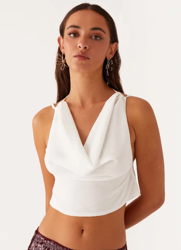 The Good Stuff Suki Halter Top - White